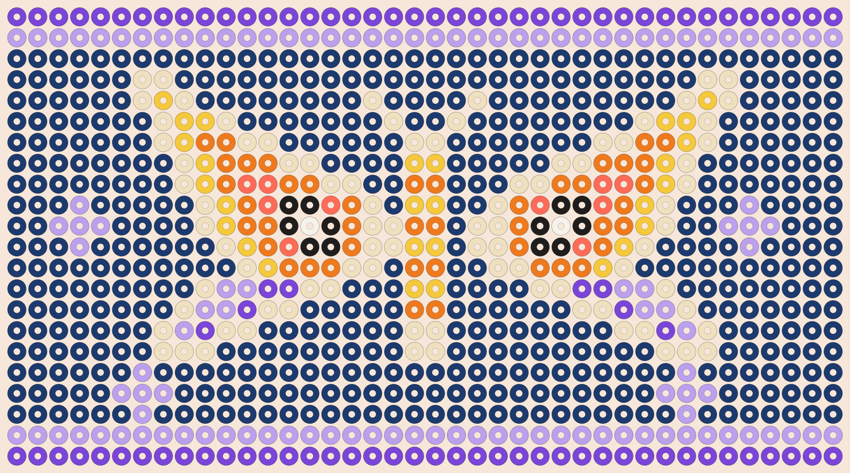 Amber moth kandi pattern: a 40 by 22 pony bead chart in 9 colours