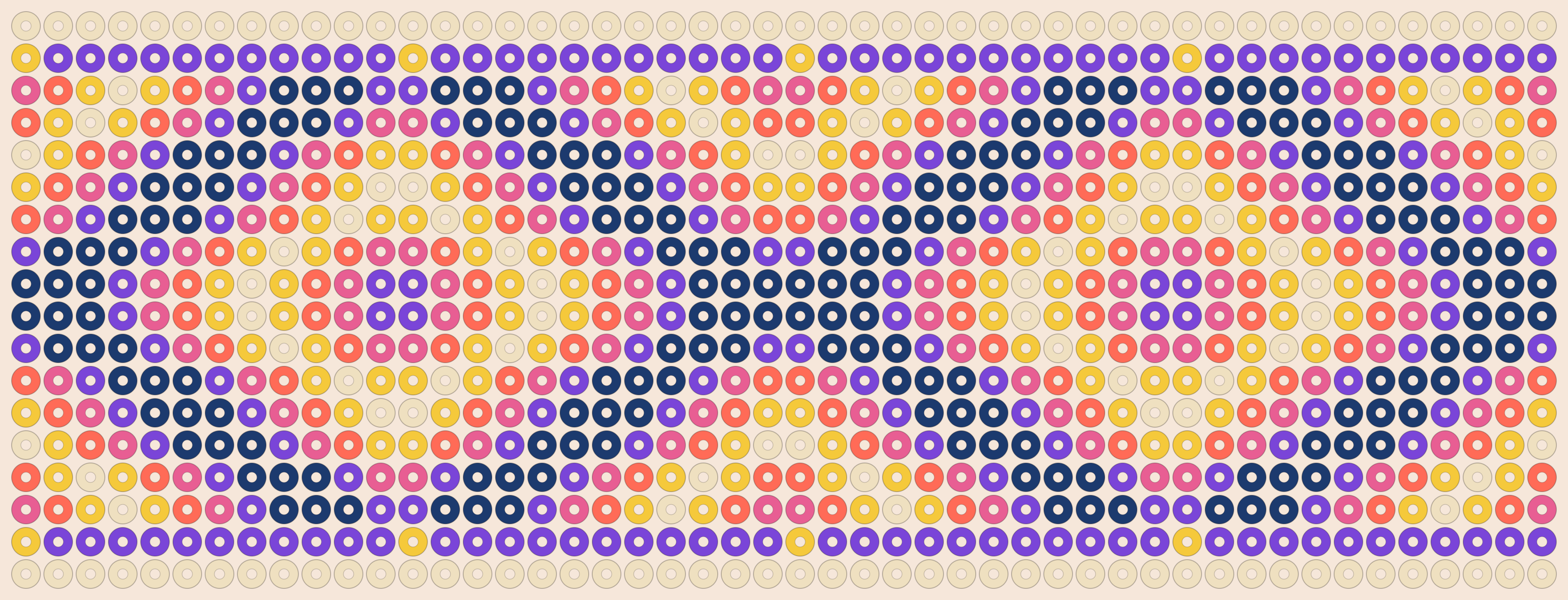 Prism ribbon kandi pattern: a 48 by 18 pony bead chart in 6 colours
