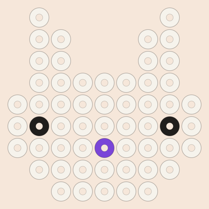 Bunny kandi pattern: a 9 by 9 pony bead chart in 3 colours