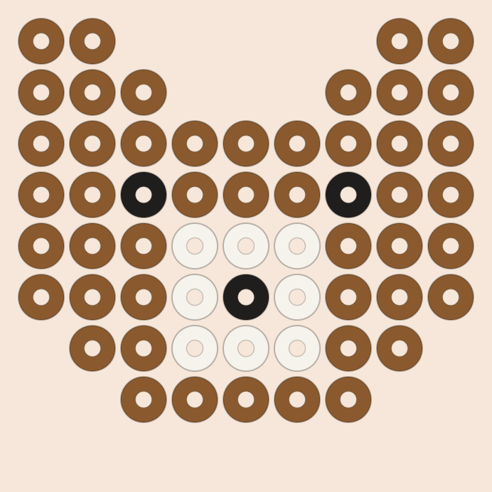 Dog kandi pattern: a 9 by 9 pony bead chart in 3 colours