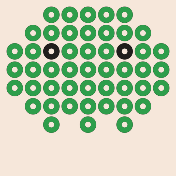 Alien kandi pattern: a 9 by 9 pony bead chart in 2 colours