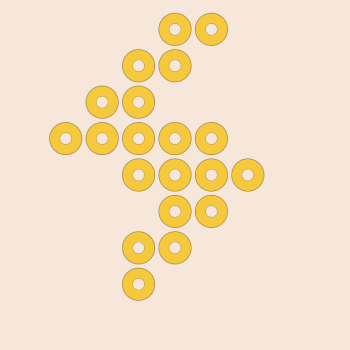 Lightning bolt kandi pattern: a 9 by 9 pony bead chart in 1 colour