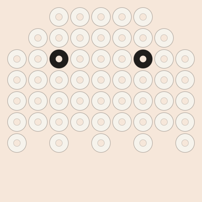 Ghost kandi pattern: a 9 by 9 pony bead chart in 2 colours