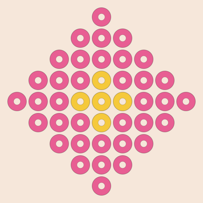 Daisy kandi pattern: a 9 by 9 pony bead chart in 2 colours